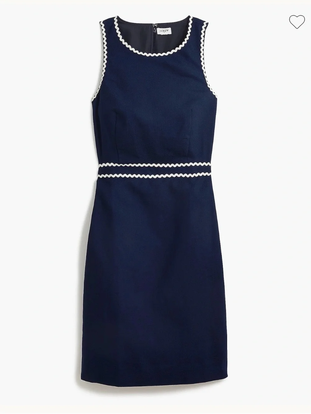 J. Crew Navy Midi Sheath Suiting Dress with White Scallop Trim